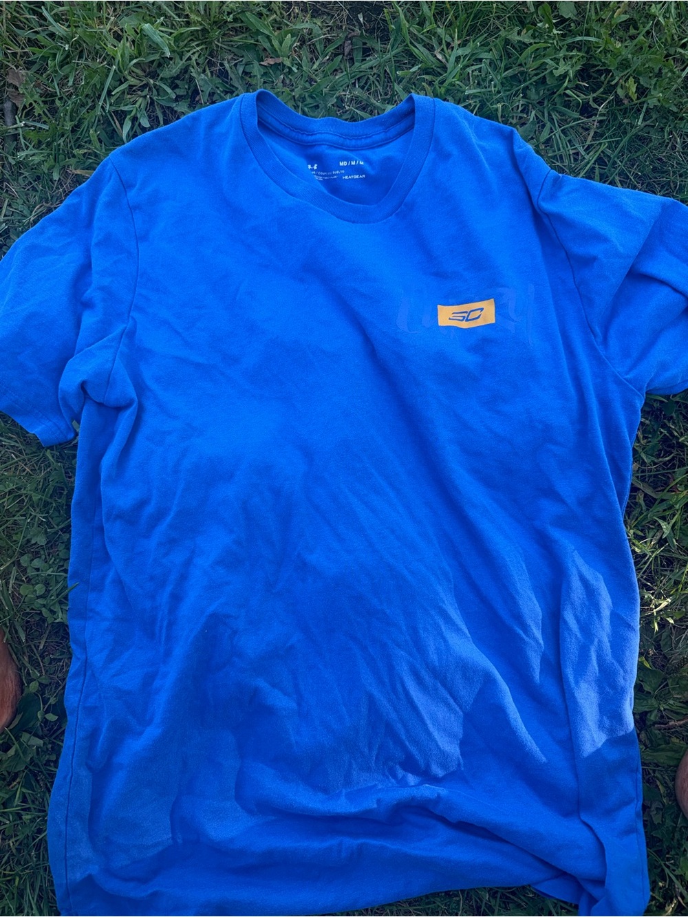Under Armour Blue Short-Sleeve Men's Performance Tee with Yellow Logo